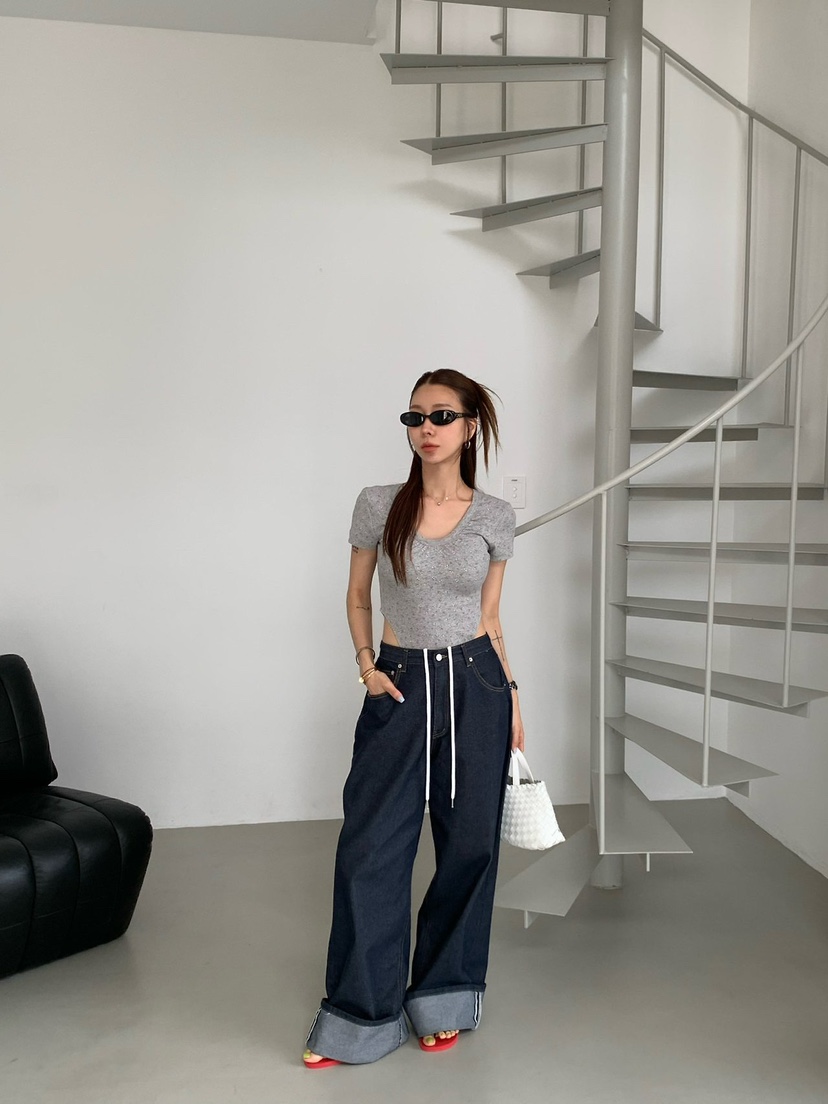 REVE CITE-L韓國直郵女士新品真品人氣26春夏時尚T恤褶皺REVE CITE-LT恤