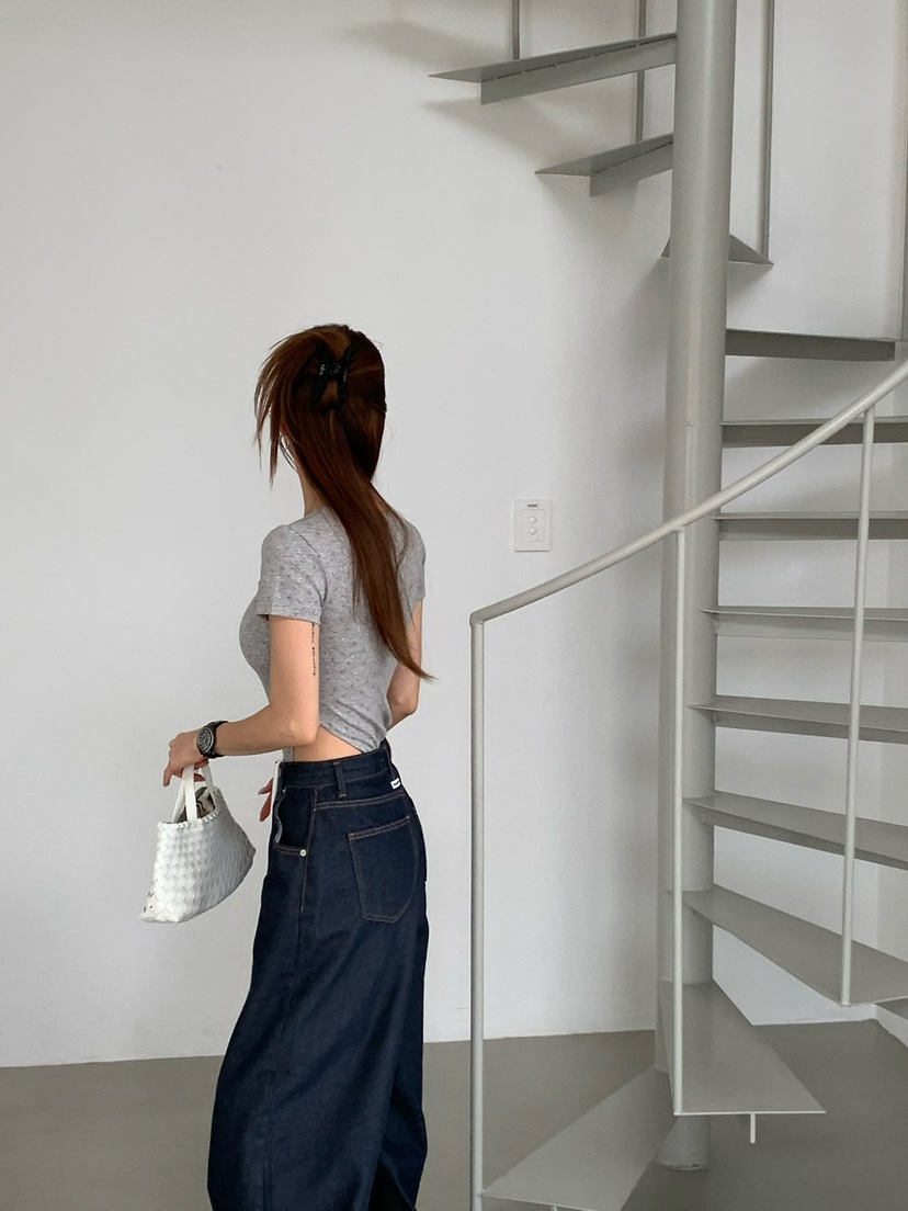 REVE CITE-L韓國直郵女士新品真品人氣26春夏時尚T恤褶皺REVE CITE-LT恤