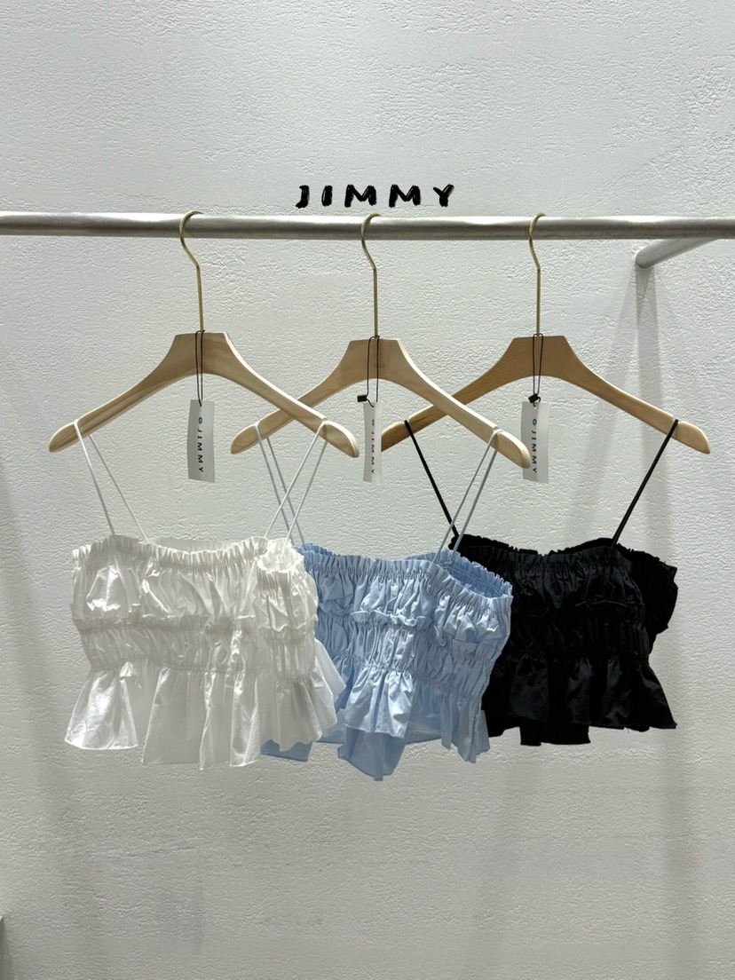 JIMMY東大門實拍韓國女士新款職業休閑時尚26夏季吊帶背心褶皺JIMMY/REMAKE吊帶/背心