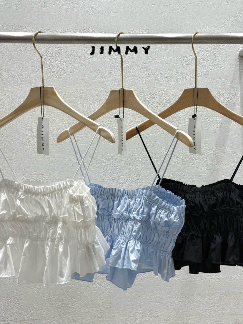JIMMY東大門實拍韓國女士新款職業休閑時尚26夏季吊帶背心褶皺JIMMY/REMAKE吊帶/背心