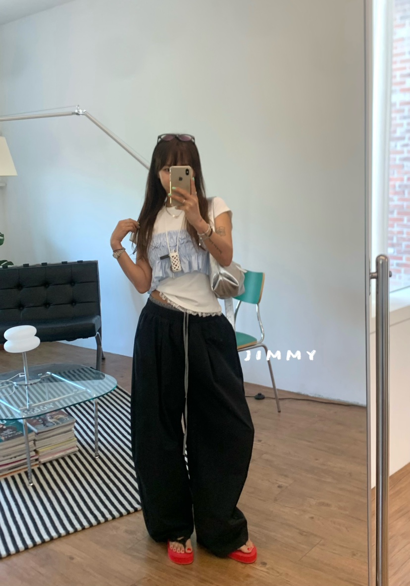 JIMMY東大門實拍韓國女士新款職業休閑時尚26夏季吊帶背心褶皺JIMMY/REMAKE吊帶/背心