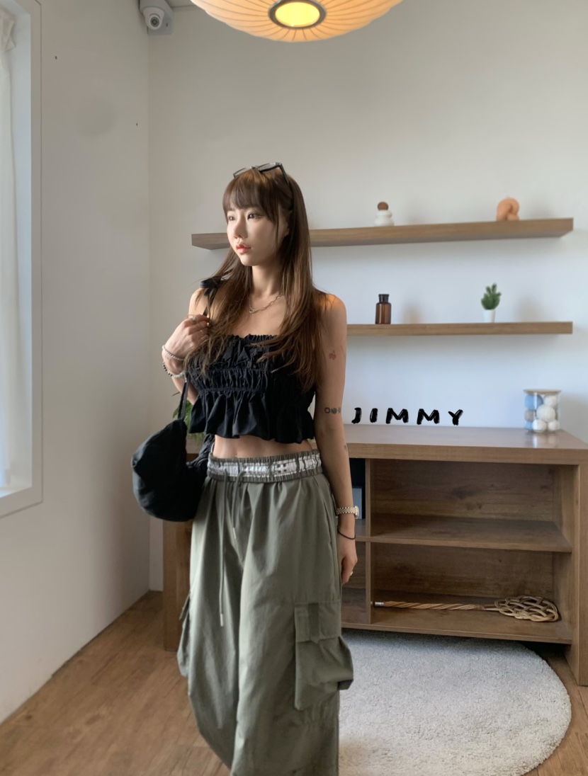 JIMMY東大門實拍韓國女士新款職業休閑時尚26夏季吊帶背心褶皺JIMMY/REMAKE吊帶/背心