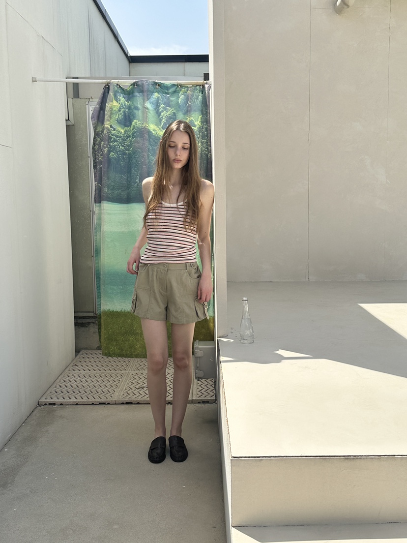 BOWIE韓國東大門代購女裝新款休閑時尚26夏季吊帶背心條紋BOWIE吊帶/背心