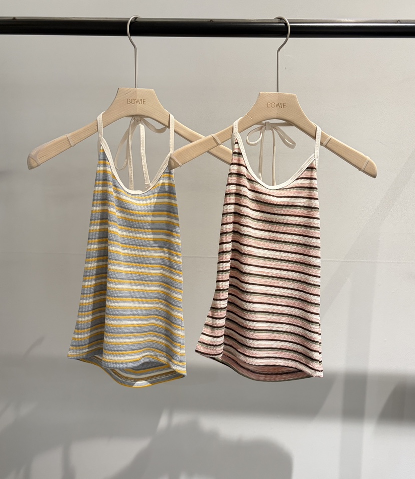 BOWIE韓國東大門代購女裝新款休閑時尚26夏季吊帶背心條紋BOWIE吊帶/背心