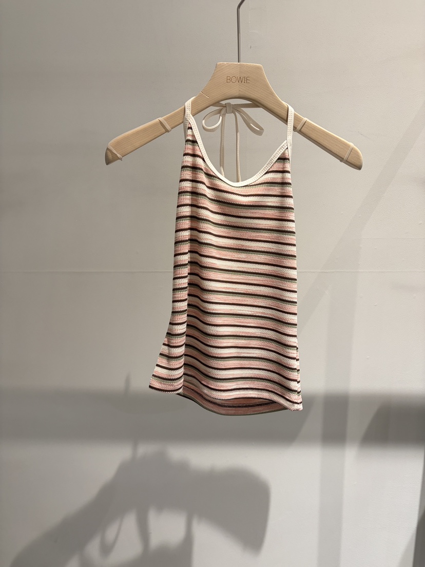 BOWIE韓國東大門代購女裝新款休閑時尚26夏季吊帶背心條紋BOWIE吊帶/背心圖色1
