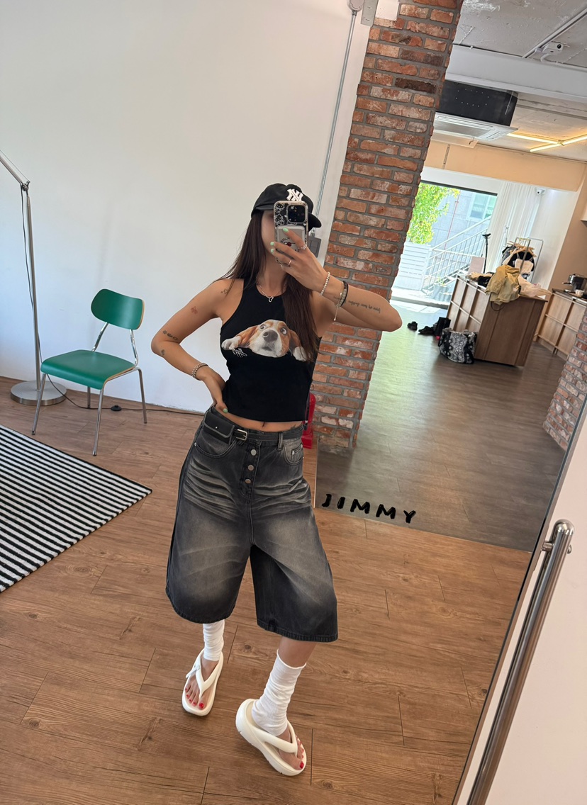 JIMMY東大門實拍女裝新品真品時尚人氣熱賣休閑吊帶背心狗狗JIMMY/REMAKE吊帶/背心