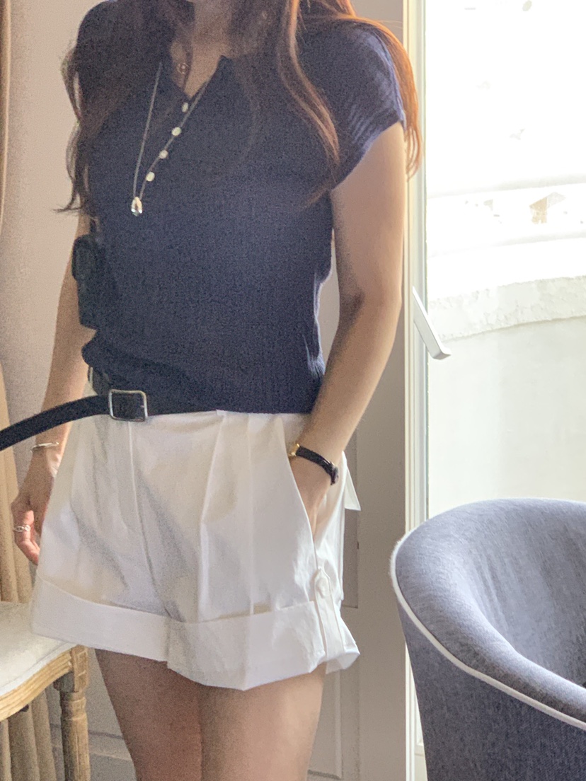 LA CREME韓國代購女士新款26夏季職業熱賣針織衫亞麻羅紋LA CREME針織衫