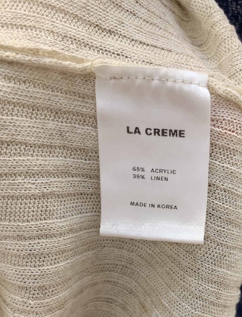 LA CREME韓國代購女士新款26夏季職業熱賣針織衫亞麻羅紋LA CREME針織衫