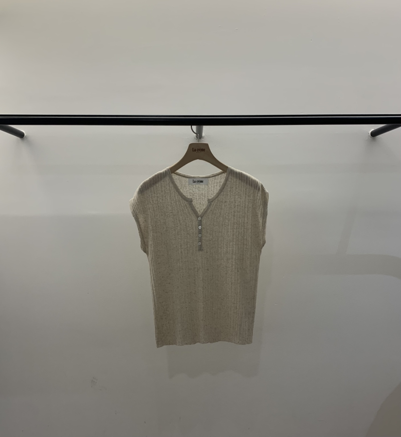 LA CREME韓國代購女士新款26夏季職業熱賣針織衫亞麻羅紋LA CREME針織衫圖色1