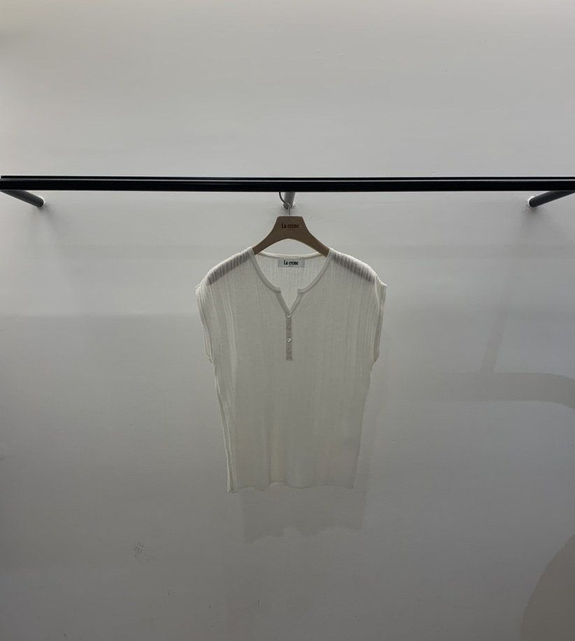 LA CREME韓國代購女士新款26夏季職業熱賣針織衫亞麻羅紋LA CREME針織衫圖色2