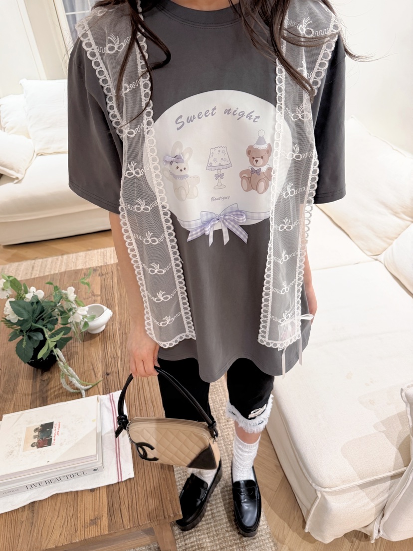 BOUTIQUE-L韓國直郵女士新品26春夏職業時尚推薦T恤泰迪熊BOUTIQUE-LT恤