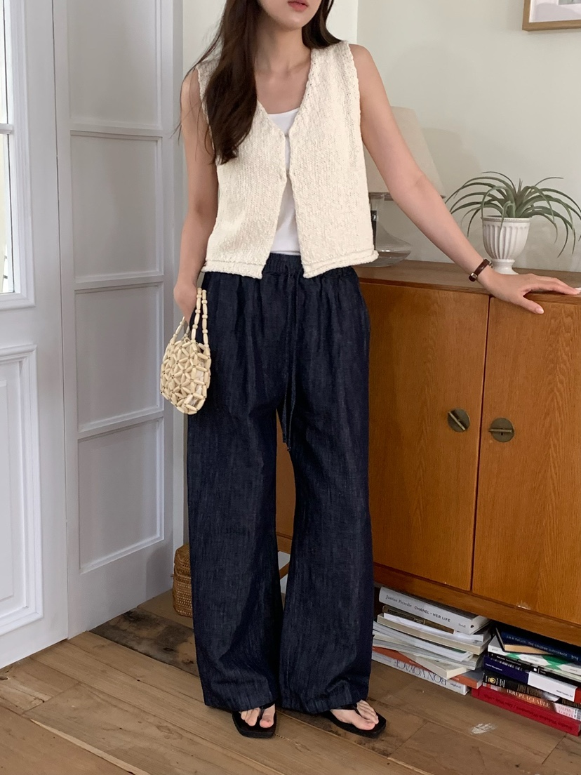 BLEECKER韓國直郵女士新款推薦時尚休閑人氣26春夏休閑褲亞麻BLEECKER休閑褲