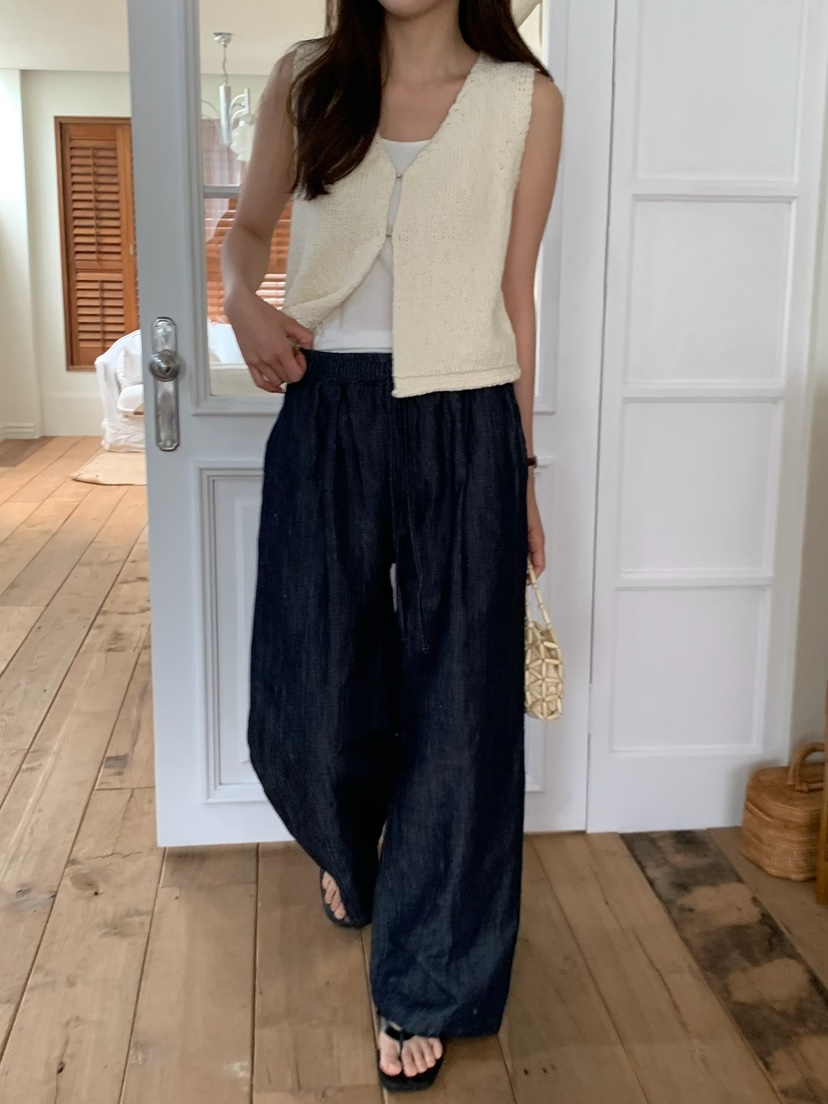 BLEECKER韓國直郵女士新款推薦時尚休閑人氣26春夏休閑褲亞麻BLEECKER休閑褲