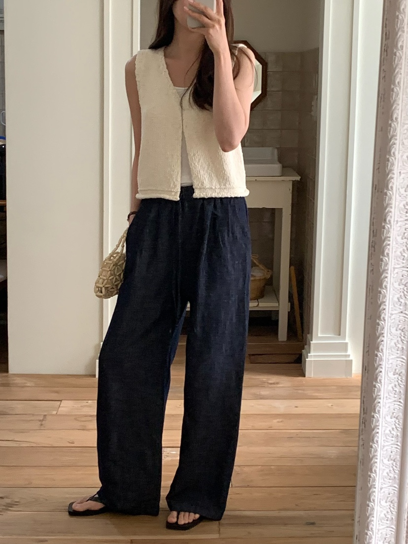 BLEECKER韓國直郵女士新款推薦時尚休閑人氣26春夏休閑褲亞麻BLEECKER休閑褲