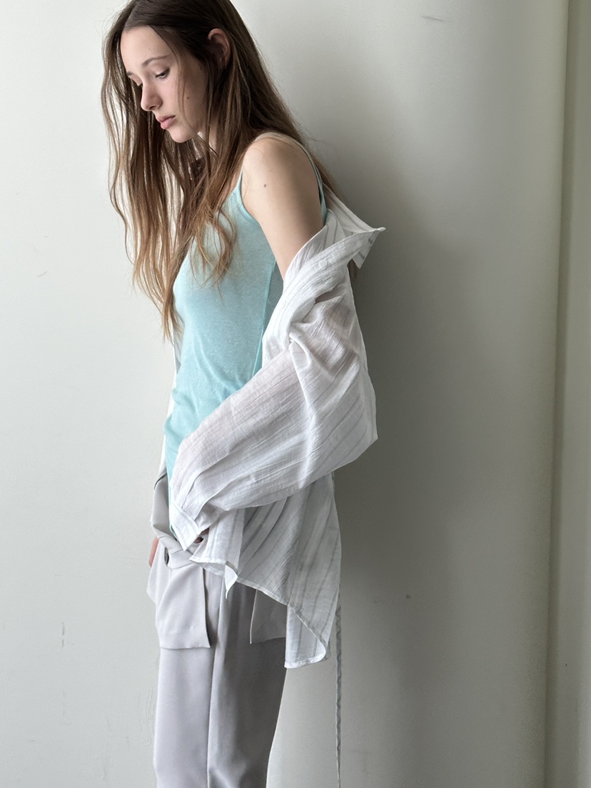 BOWIE東大門代購女裝新品推薦職業人氣襯衫蕾絲衫含腰繩條紋BOWIE襯衫/蕾絲衫