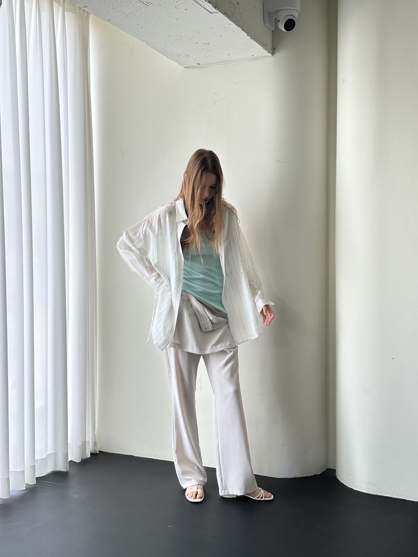 BOWIE東大門代購女裝新品推薦職業人氣襯衫蕾絲衫含腰繩條紋BOWIE襯衫/蕾絲衫