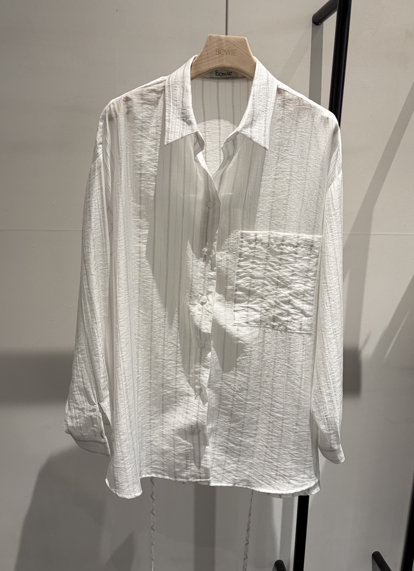 BOWIE東大門代購女裝新品推薦職業人氣襯衫蕾絲衫含腰繩條紋BOWIE襯衫/蕾絲衫圖色2