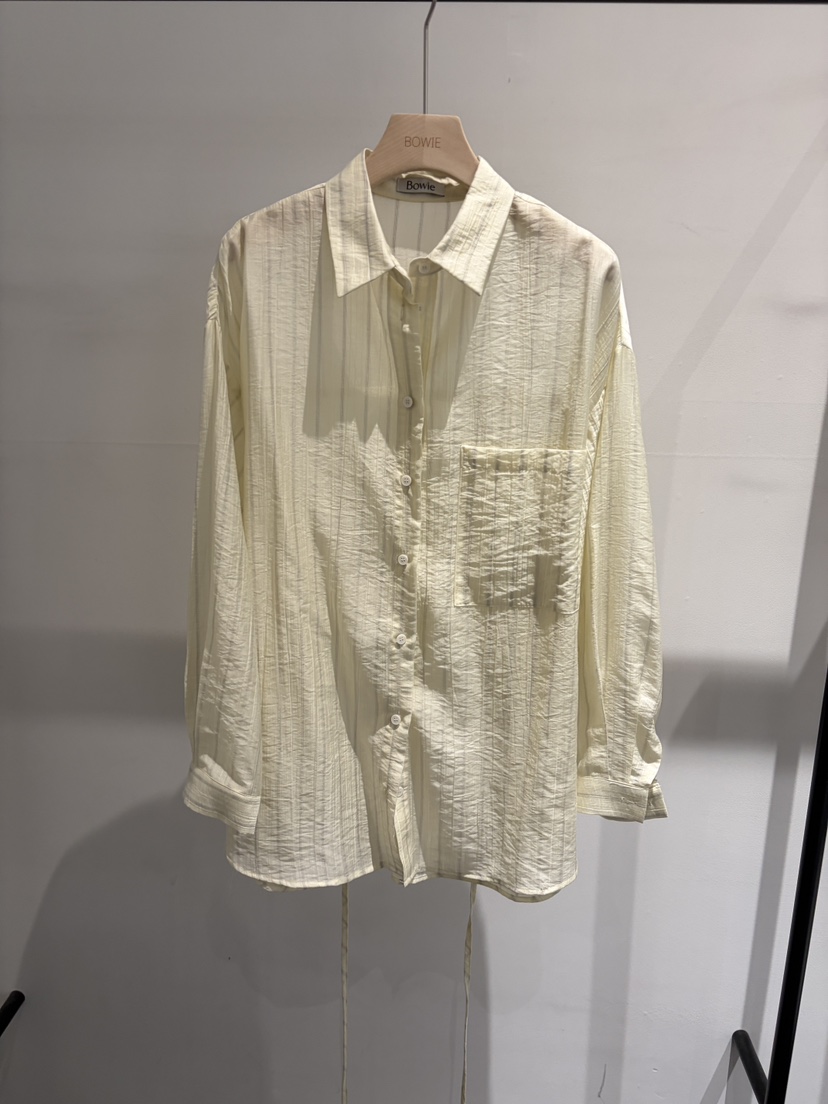 BOWIE東大門代購女裝新品推薦職業人氣襯衫蕾絲衫含腰繩條紋BOWIE襯衫/蕾絲衫圖色3