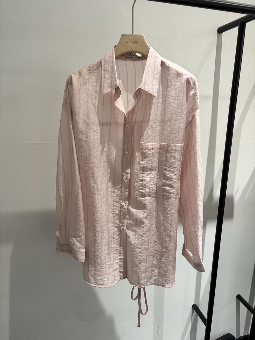 BOWIE東大門代購女裝新品推薦職業人氣襯衫蕾絲衫含腰繩條紋BOWIE襯衫/蕾絲衫圖色4