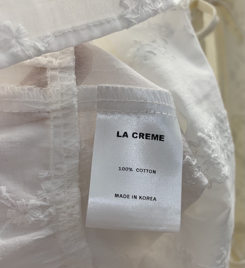 LA CREME韓國直郵女士新款熱賣推薦時尚襯衫蕾絲衫絲帶繡花LA CREME襯衫/蕾絲衫