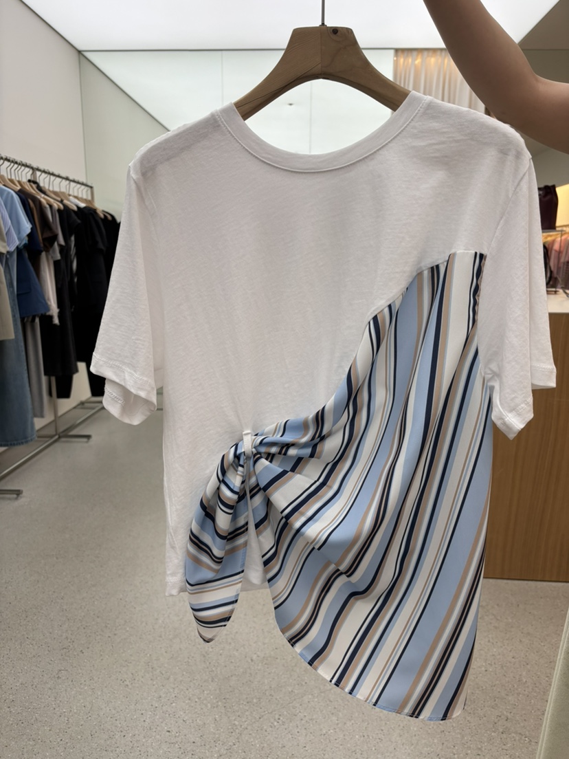 JUJU韓國直郵實拍女裝新品推薦26春夏休閑時尚職業T恤撞色JUJUT恤圖色1