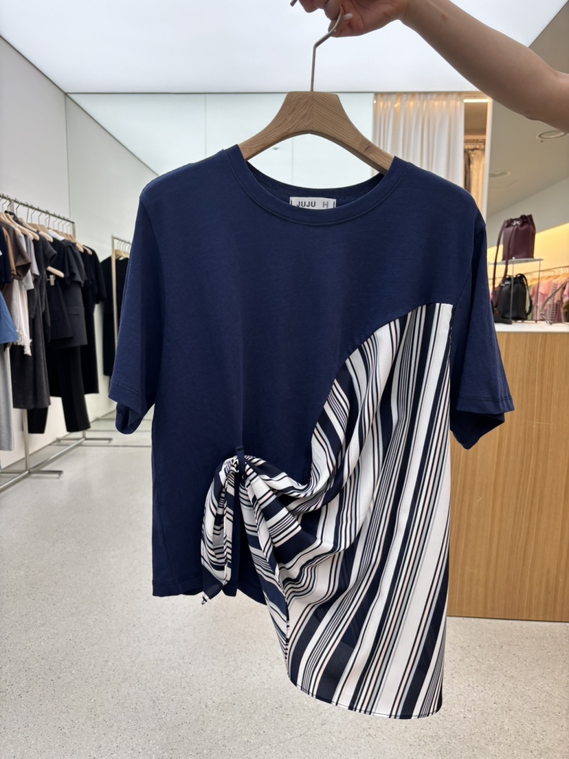 JUJU韓國直郵實拍女裝新品推薦26春夏休閑時尚職業T恤撞色JUJUT恤圖色3