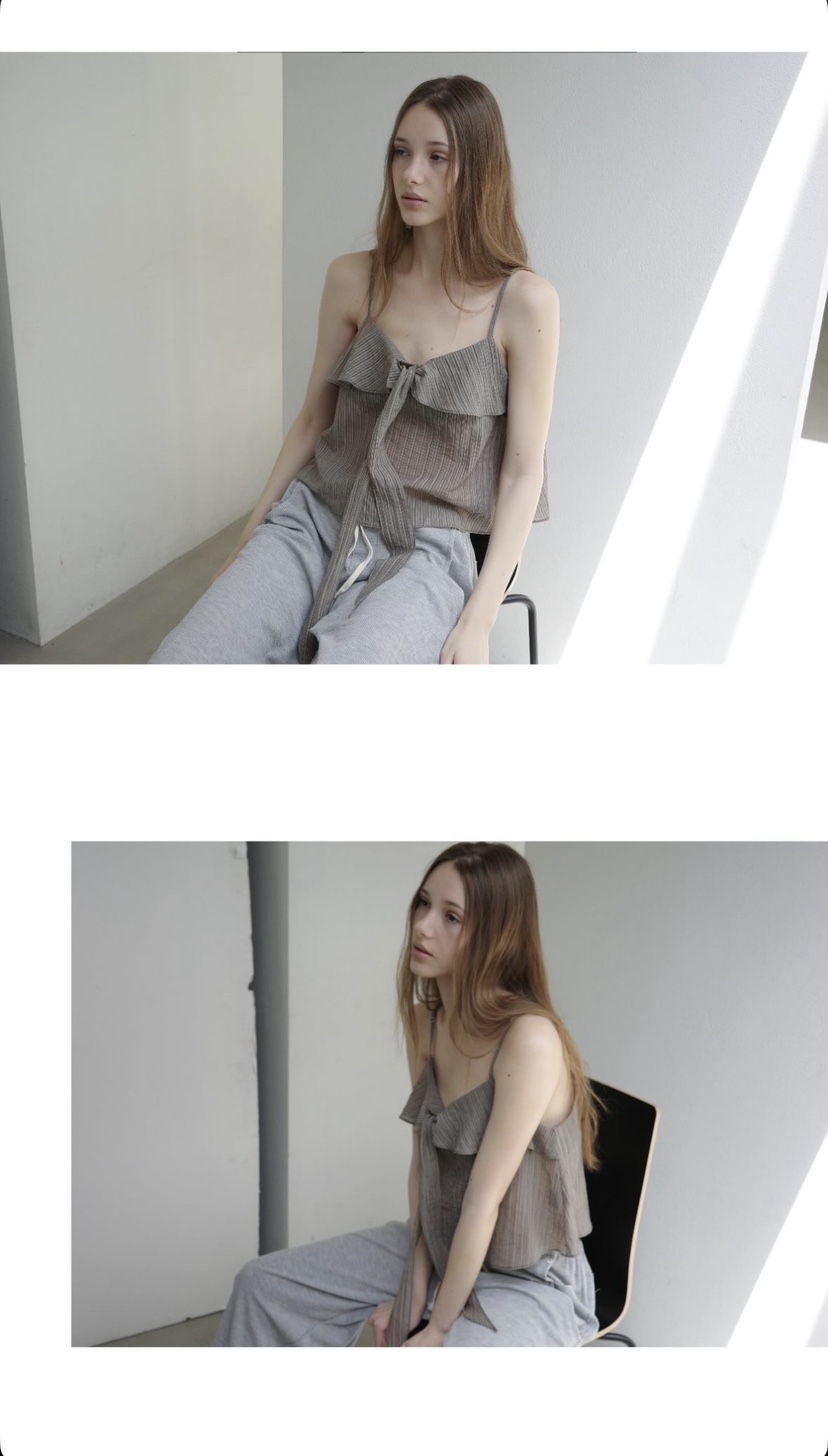 BOWIE韓國直郵女士新品26春夏休閑推薦職業熱賣吊帶背心系帶BOWIE吊帶/背心