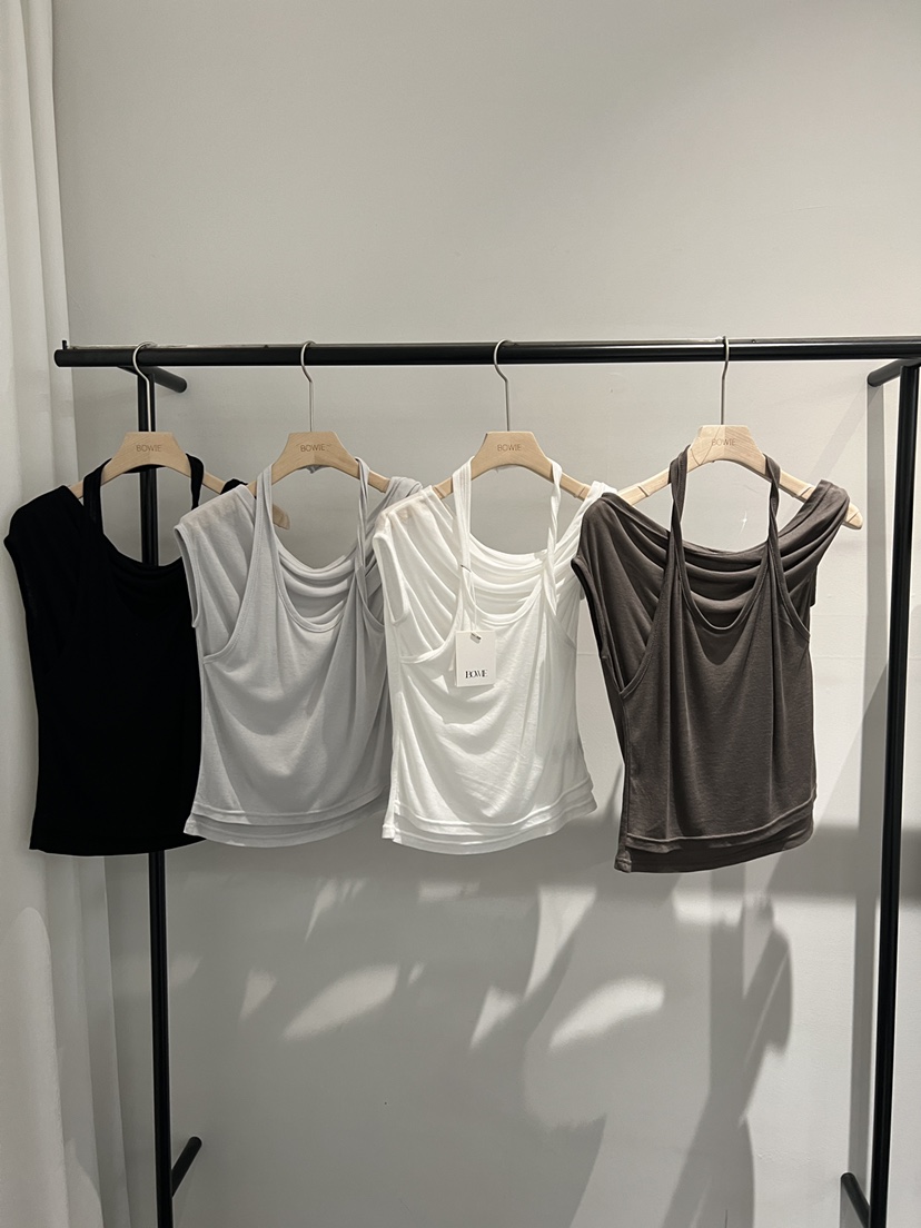 BOWIE韓國直郵女裝新品26夏季時尚休閑職業T恤不對稱露肩BOWIET恤