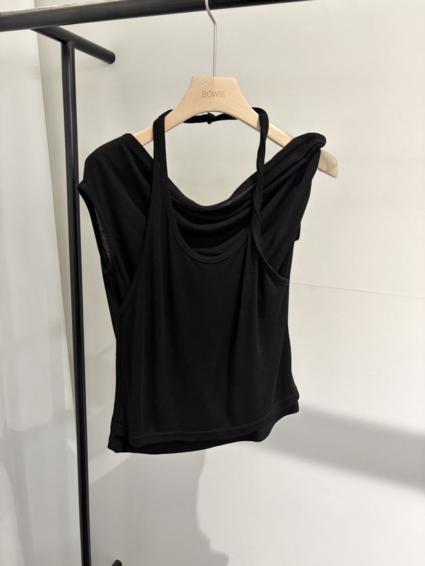 BOWIE韓國直郵女裝新品26夏季時尚休閑職業T恤不對稱露肩BOWIET恤圖色4