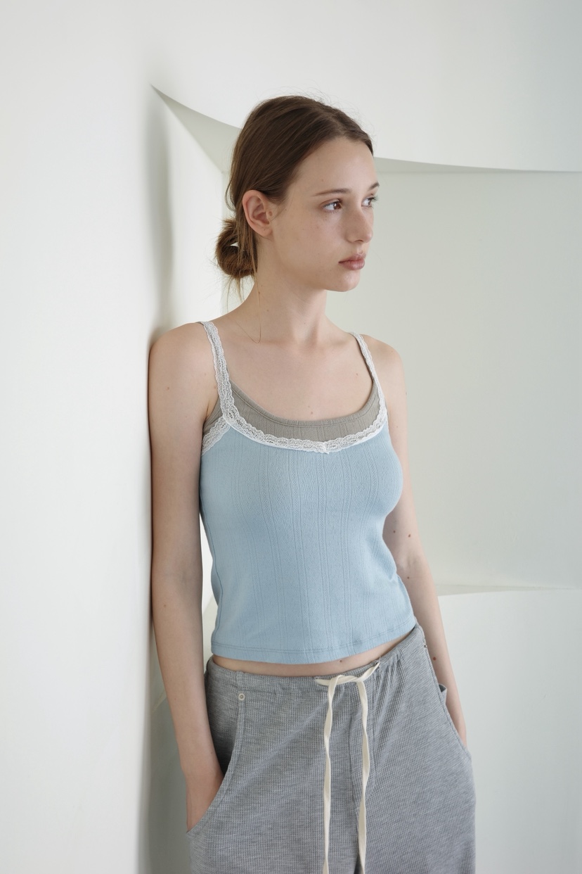 BOWIE東大門實拍韓國女士新品推薦休閑時尚吊帶背心蕾絲鏤空BOWIE吊帶/背心