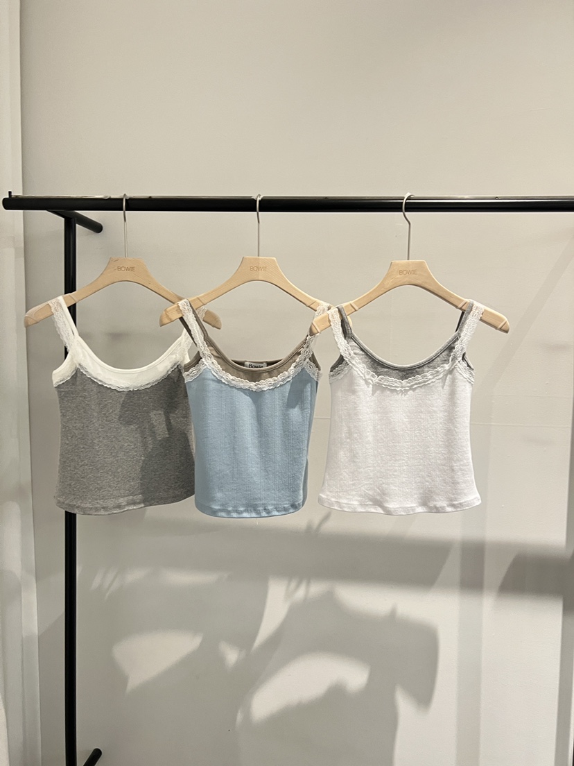 BOWIE東大門實拍韓國女士新品推薦休閑時尚吊帶背心蕾絲鏤空BOWIE吊帶/背心