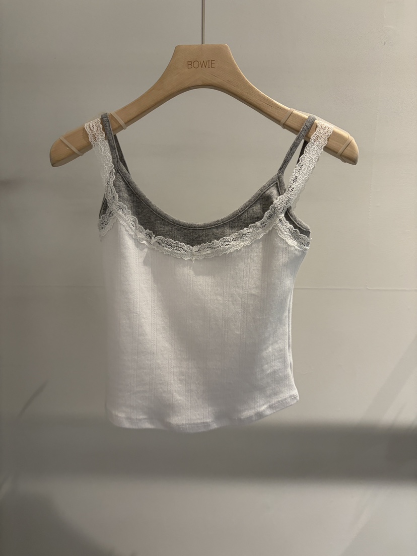 BOWIE東大門實拍韓國女士新品推薦休閑時尚吊帶背心蕾絲鏤空BOWIE吊帶/背心圖色2