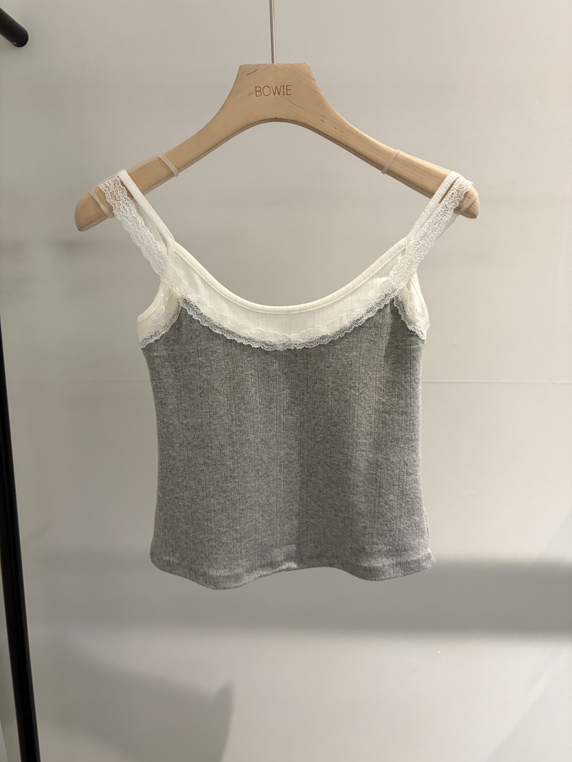 BOWIE東大門實拍韓國女士新品推薦休閑時尚吊帶背心蕾絲鏤空BOWIE吊帶/背心圖色3