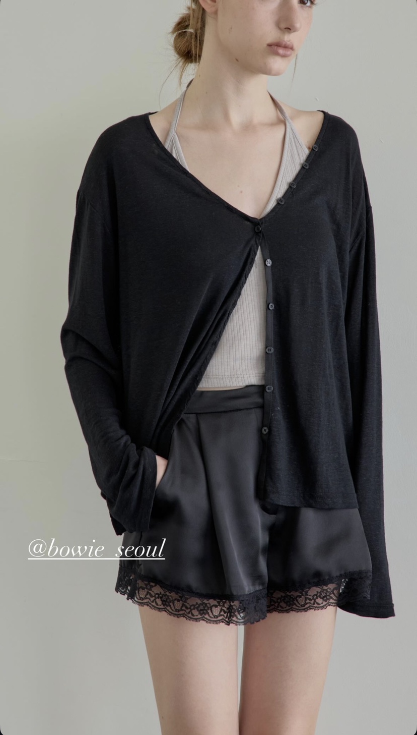 BOWIE東大門實拍韓國女士新品人氣熱賣26夏季長袖T恤開襟衫BOWIE長袖T恤