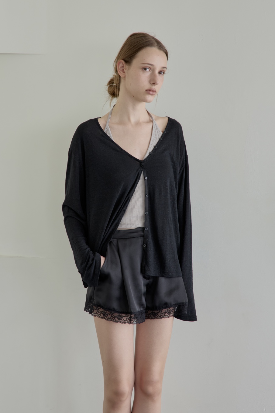 BOWIE東大門實拍韓國女士新品人氣熱賣26夏季長袖T恤開襟衫BOWIE長袖T恤