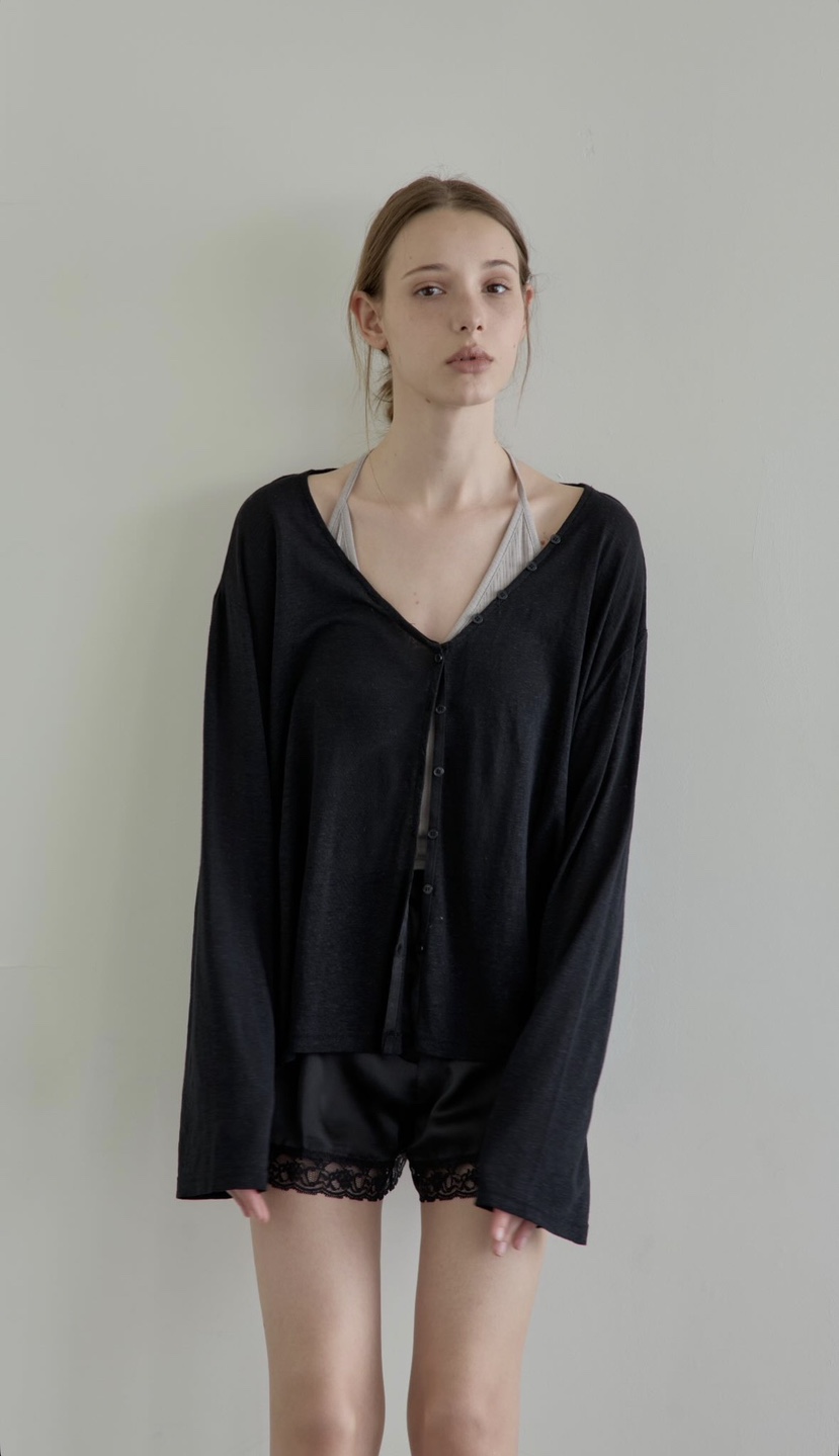 BOWIE東大門實拍韓國女士新品人氣熱賣26夏季長袖T恤開襟衫BOWIE長袖T恤