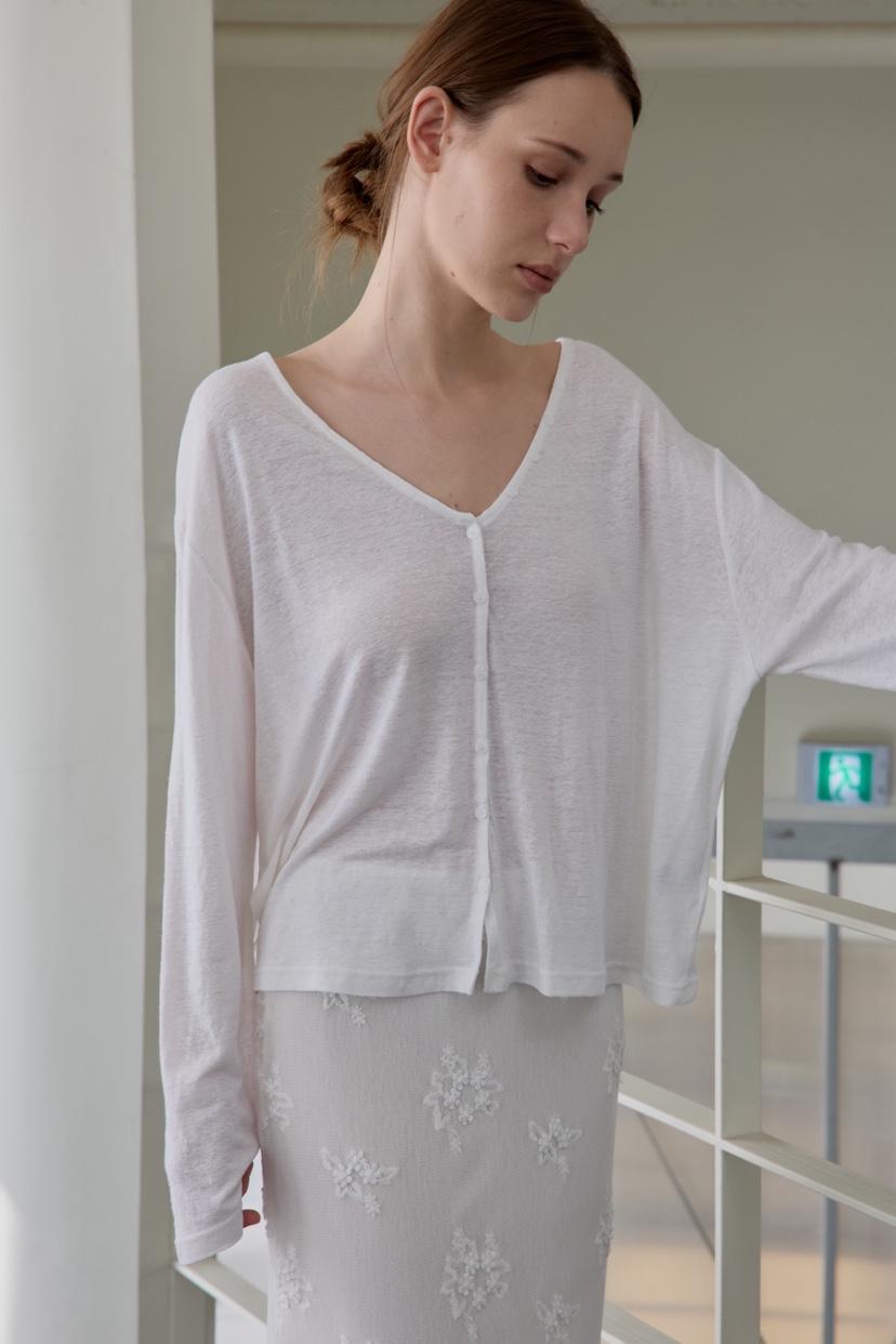 BOWIE東大門實拍韓國女士新品人氣熱賣26夏季長袖T恤開襟衫BOWIE長袖T恤