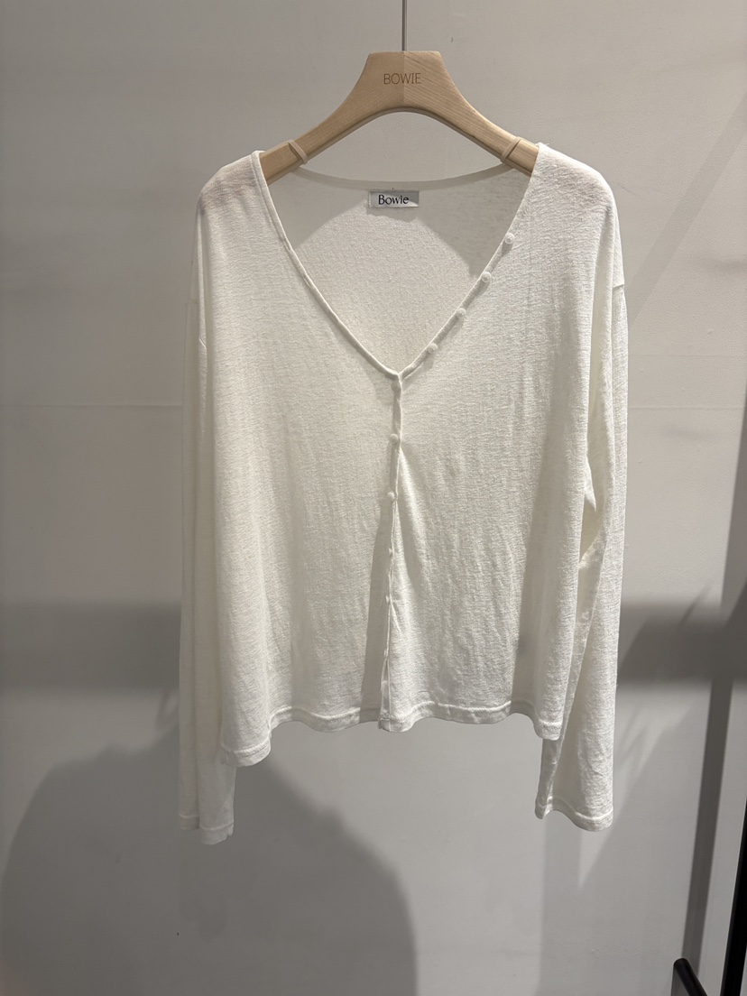 BOWIE東大門實拍韓國女士新品人氣熱賣26夏季長袖T恤開襟衫BOWIE長袖T恤圖色1