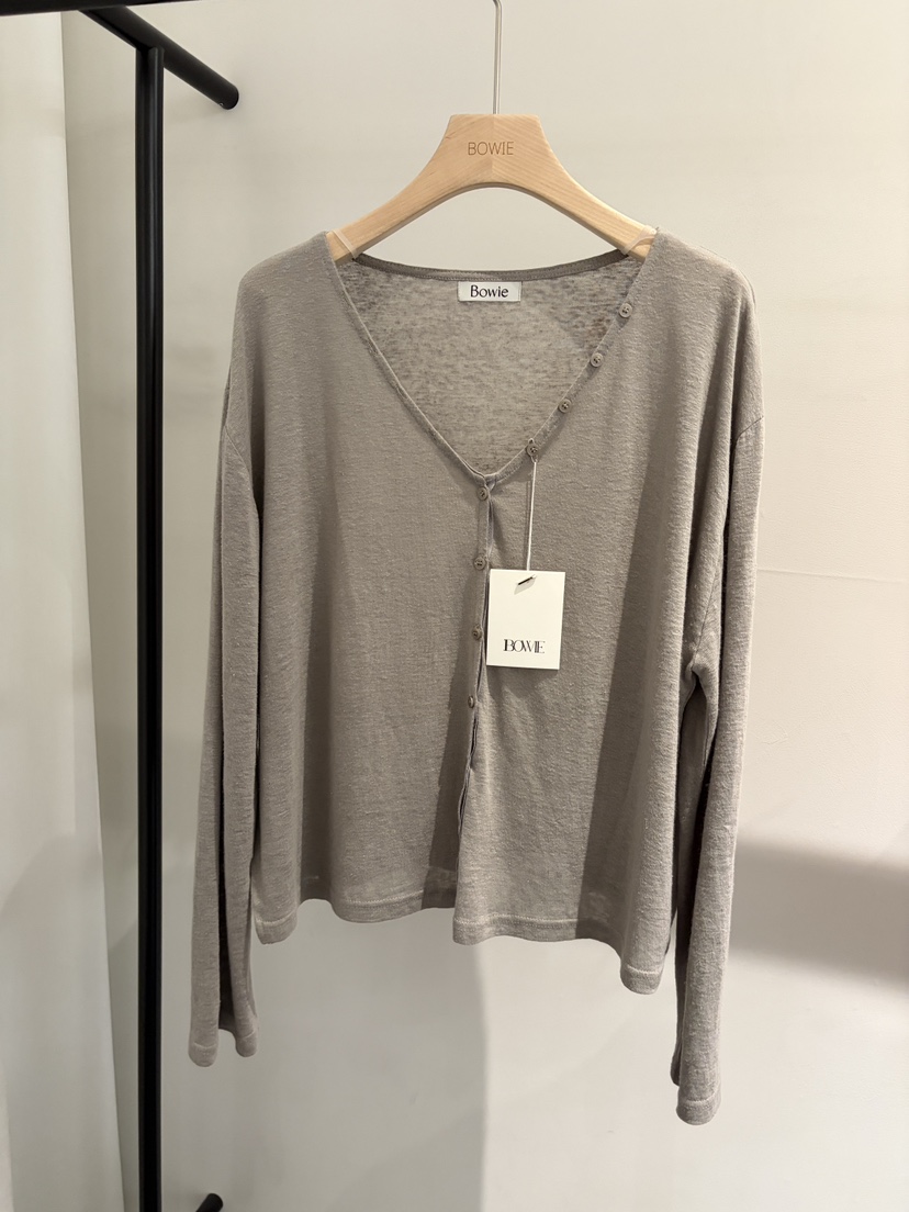 BOWIE東大門實拍韓國女士新品人氣熱賣26夏季長袖T恤開襟衫BOWIE長袖T恤圖色2