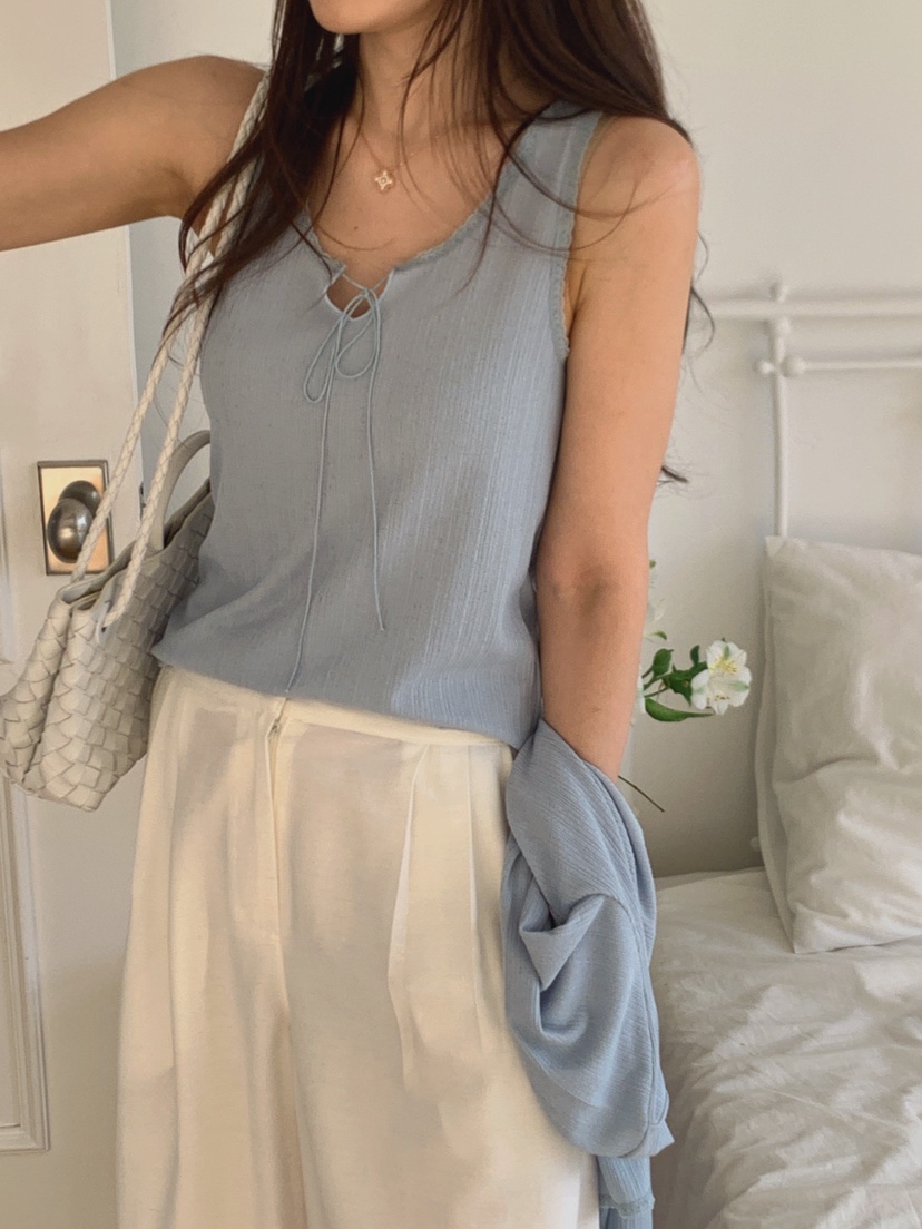 LA CREME韓國直郵實拍女士新品職業休閑26夏季吊帶背心蕾絲LA CREME吊帶/背心