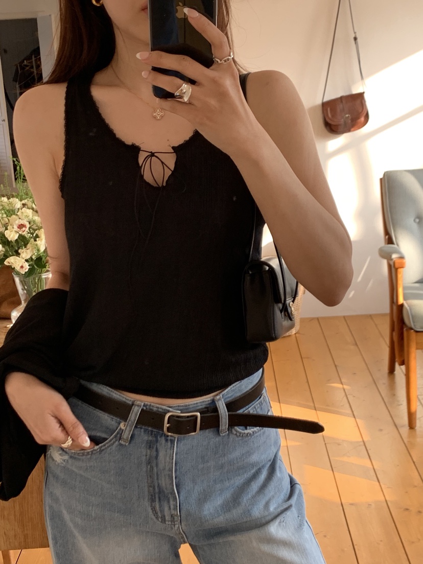 LA CREME韓國直郵實拍女士新品職業休閑26夏季吊帶背心蕾絲LA CREME吊帶/背心