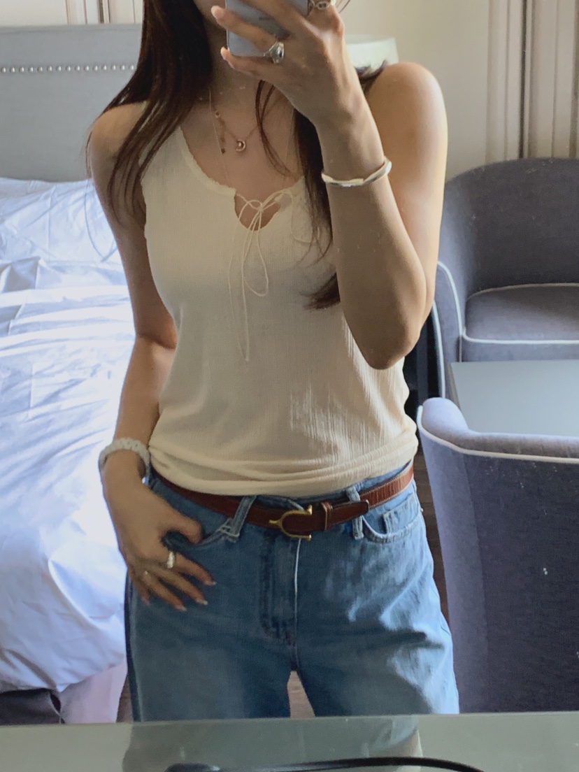 LA CREME韓國直郵實拍女士新品職業休閑26夏季吊帶背心蕾絲LA CREME吊帶/背心