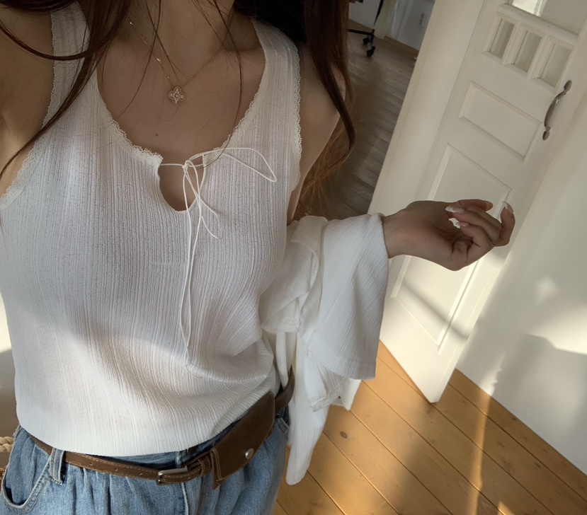 LA CREME韓國直郵實拍女士新品職業休閑26夏季吊帶背心蕾絲LA CREME吊帶/背心