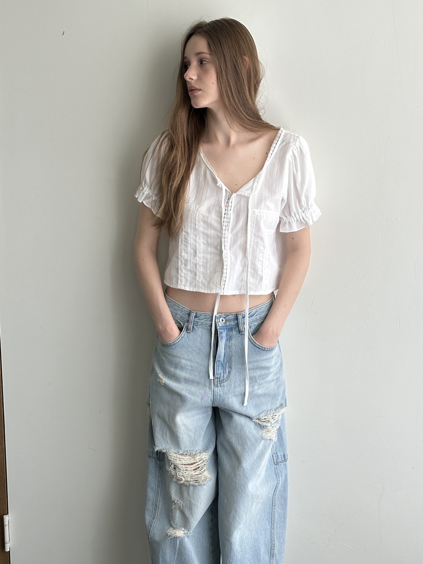 BOWIE韓國代購女裝新款人氣職業熱賣休閑26夏季襯衫蕾絲衫BOWIE襯衫/蕾絲衫