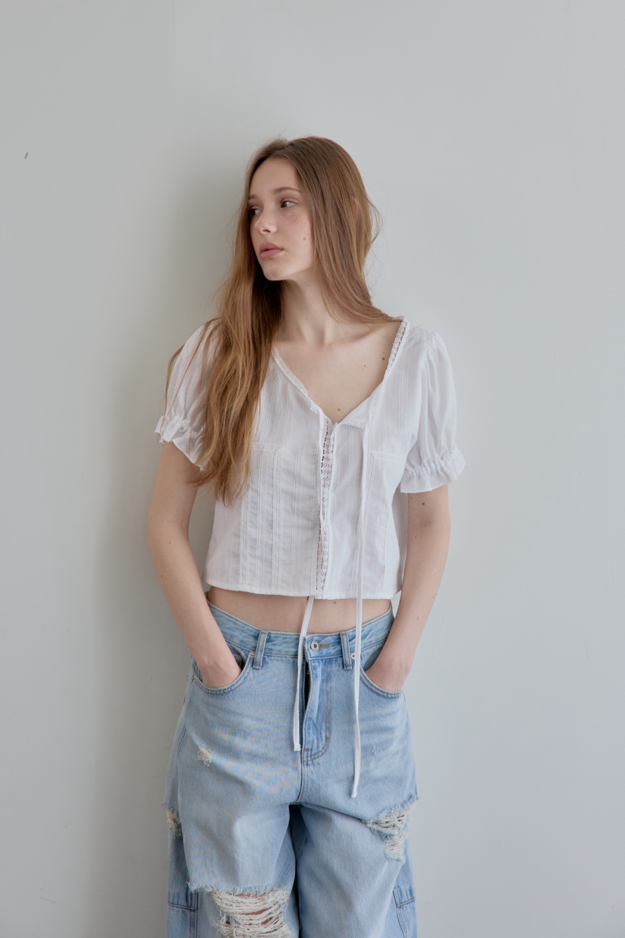 BOWIE韓國代購女裝新款人氣職業熱賣休閑26夏季襯衫蕾絲衫BOWIE襯衫/蕾絲衫