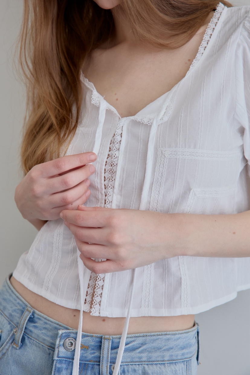 BOWIE韓國代購女裝新款人氣職業熱賣休閑26夏季襯衫蕾絲衫BOWIE襯衫/蕾絲衫