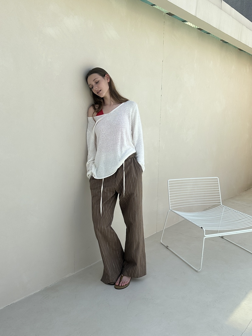 BOWIE韓國代購女裝新款時尚人氣26夏季休閑職業休閑褲條紋BOWIE休閑褲