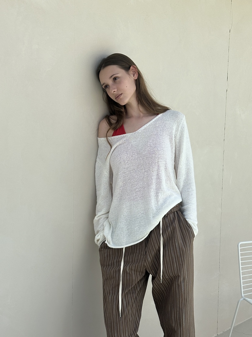 BOWIE韓國代購女裝新款時尚人氣26夏季休閑職業休閑褲條紋BOWIE休閑褲