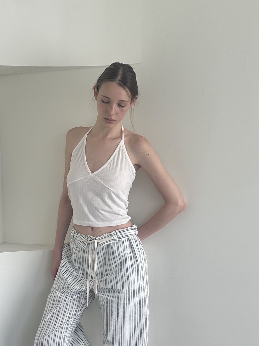 BOWIE韓國代購女裝新款時尚人氣26夏季休閑職業休閑褲條紋BOWIE休閑褲