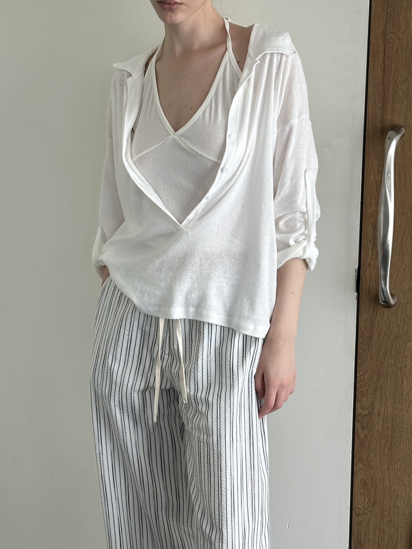 BOWIE韓國代購女裝新款時尚人氣26夏季休閑職業休閑褲條紋BOWIE休閑褲